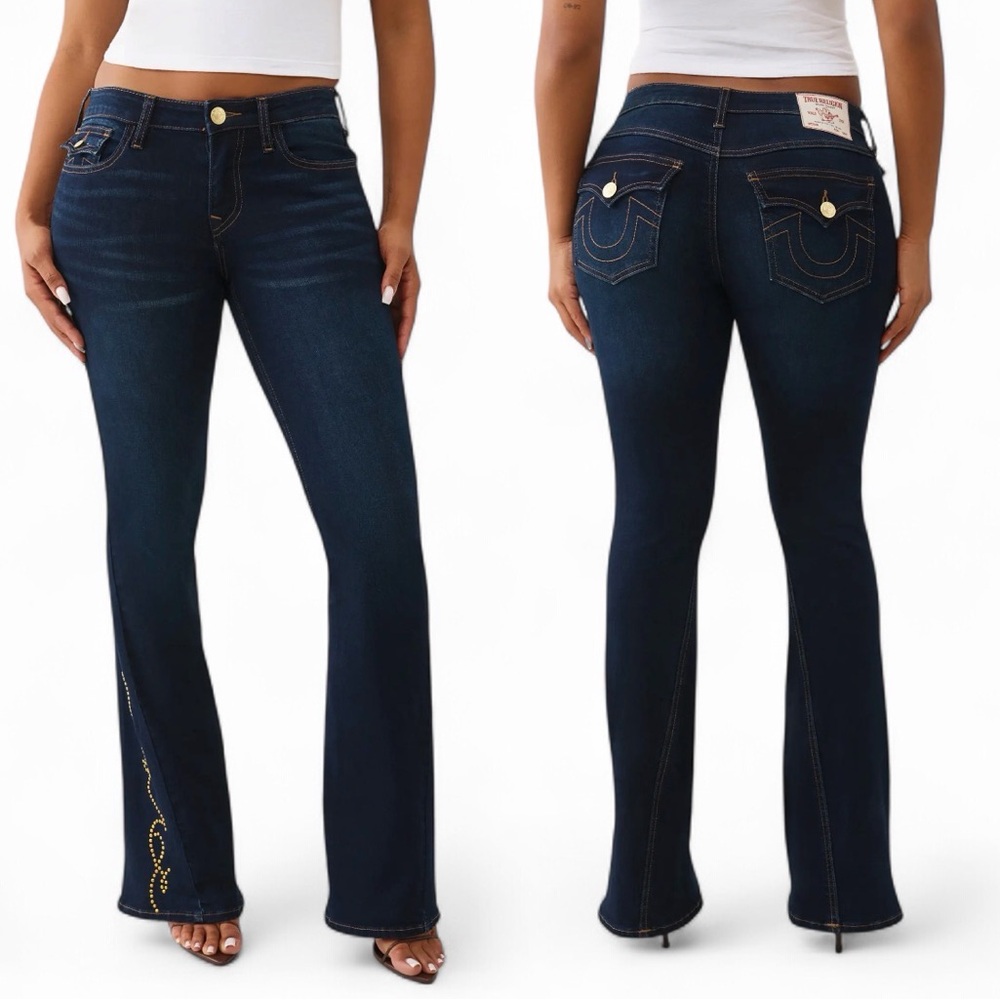 True Religion Joey Embellished Flare Jeans Y2K